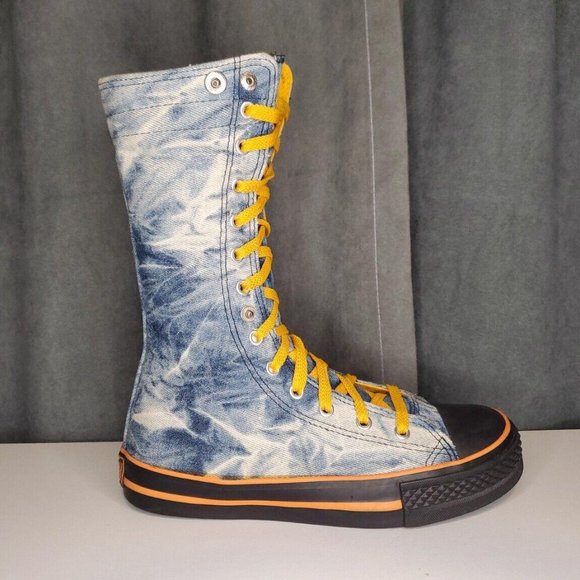 Feng Wei Chuan Fashion Sneaker Boot Converse Denim Yellow, Womens Size 6.5 EU 37 - Picture 5 of 9